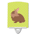 Lionhead Rabbit Green Ceramic Night Light Compact, UL-Certified, Ideal for Bedroom, Bathroom, Nursery, Hallway, Kitchen, 6x4x3, Multicolor