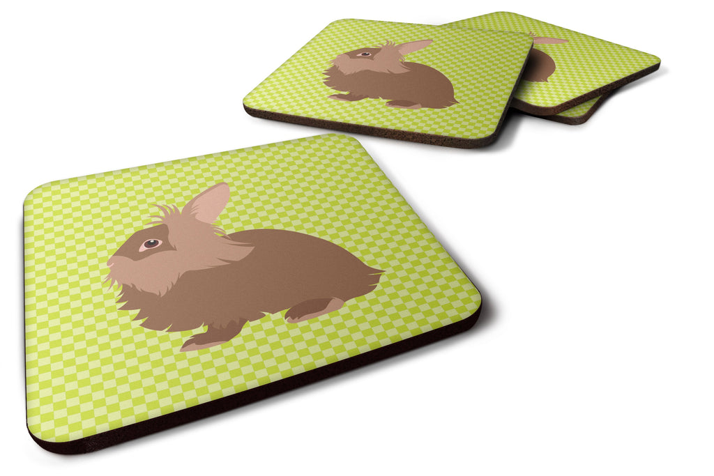 Lionhead Rabbit Green Foam Coasters Set of 4 Cup Coasters for Indoor Outdoor, Tabletop Protection, Anti Slip, Mouse pad Material