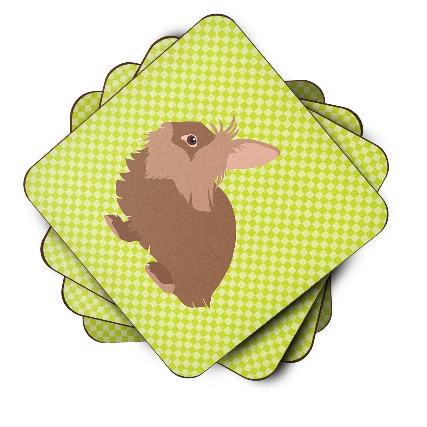 Lionhead Rabbit Green Foam Coasters Set of 4 Cup Coasters for Indoor Outdoor, Tabletop Protection, Anti Slip, Mouse pad Material