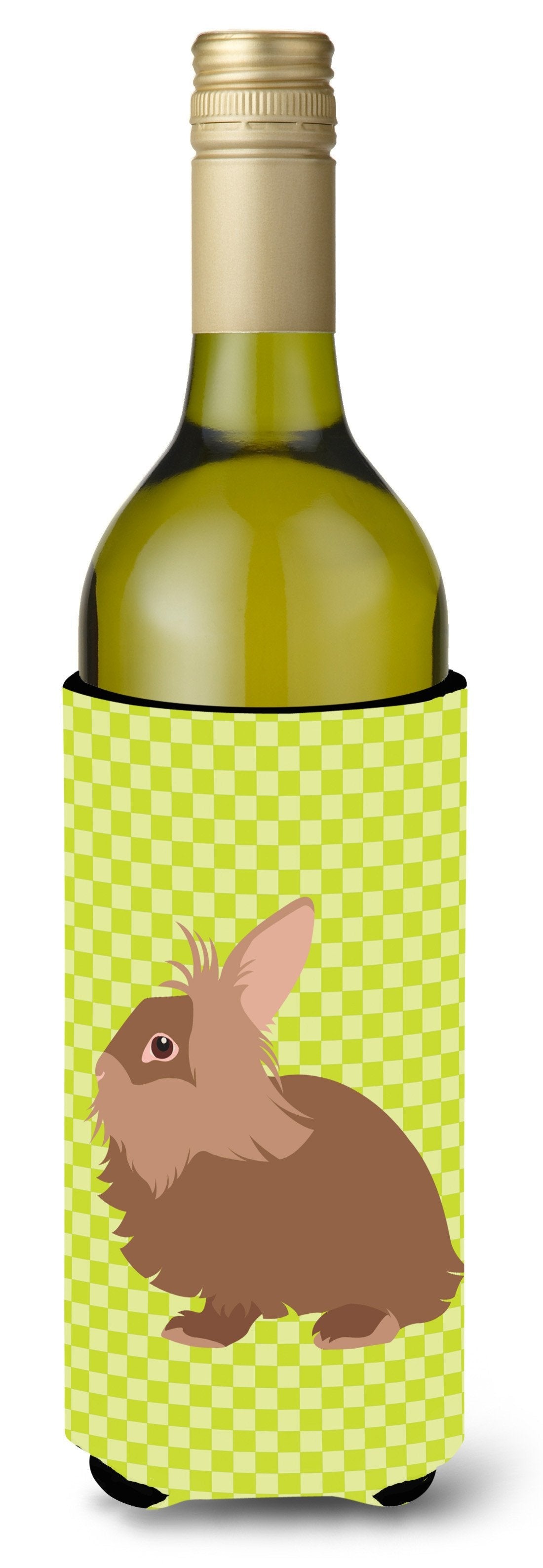 Lionhead Rabbit Green Wine Bottle Hugger Gift Sleeve for Standard 750 ml Bottles, Insulated Reusable Also Fits Mini Shot & Pint Bottles