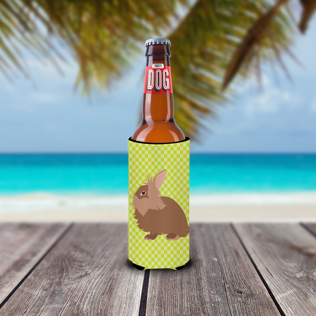 Lionhead Rabbit Green Slim Can Hugger , Insulated Foam Hugger for 12 oz Slim Cans, Beer Bottles & Water Bottles, Printed in USA