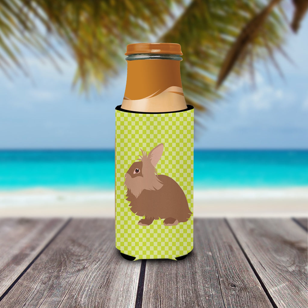 Lionhead Rabbit Green Slim Can Hugger , Insulated Foam Hugger for 12 oz Slim Cans, Beer Bottles & Water Bottles, Printed in USA