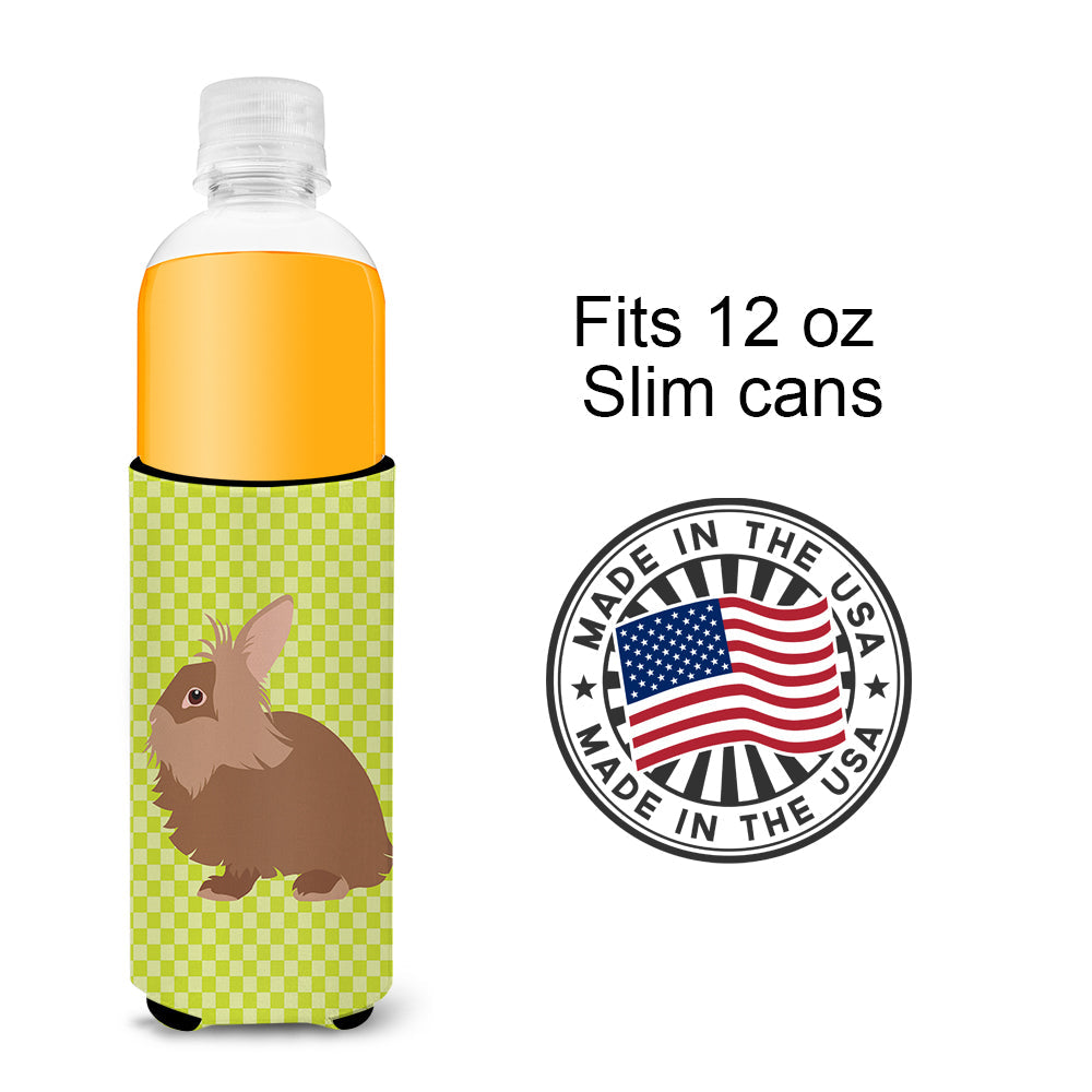Lionhead Rabbit Green Slim Can Hugger , Insulated Foam Hugger for 12 oz Slim Cans, Beer Bottles & Water Bottles, Printed in USA