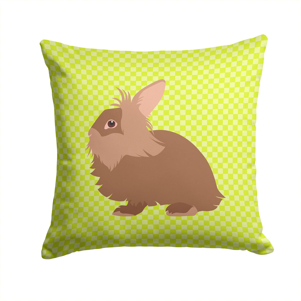Lionhead Rabbit Green Decorative Throw Pillow 14x14 Indoor Outdoor Accent Cushion, Fabric Cover with Insert for Sofa, Bed, Porch & Living Room