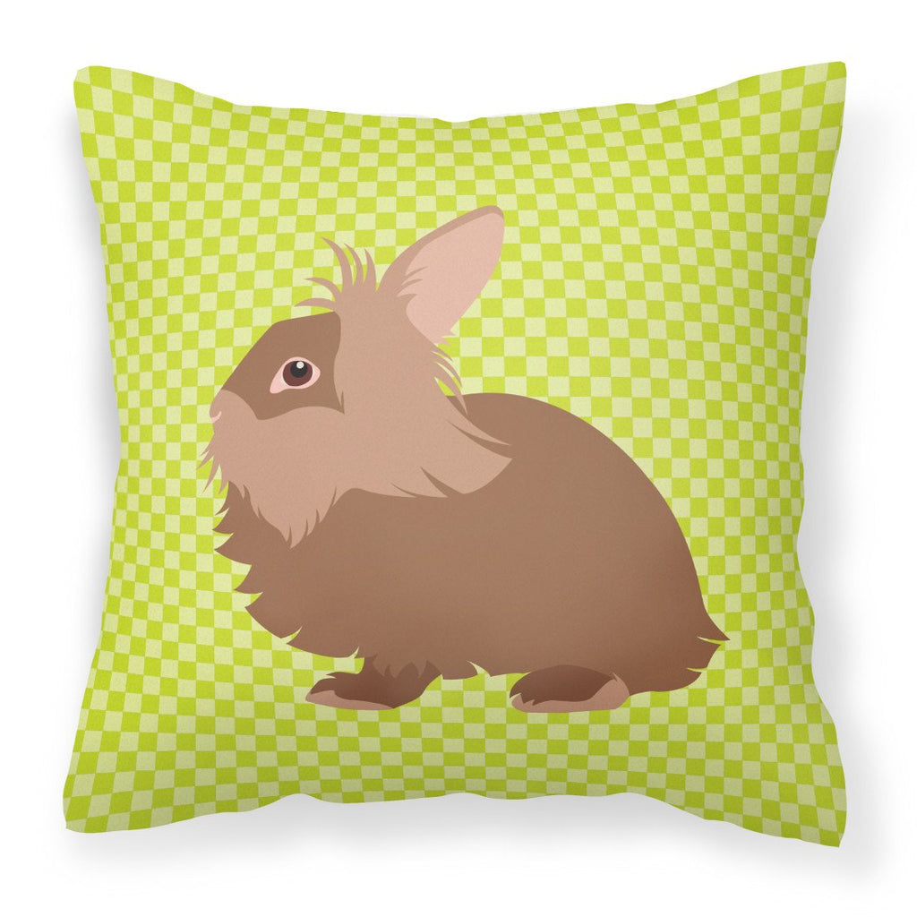 Lionhead Rabbit Green Decorative Throw Pillow 18x18 Indoor Outdoor Accent Cushion, Fabric Cover with Insert for Sofa, Bed, Porch & Living Room