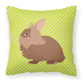 Lionhead Rabbit Green Decorative Throw Pillow 18x18 Indoor Outdoor Accent Cushion, Fabric Cover with Insert for Sofa, Bed, Porch & Living Room