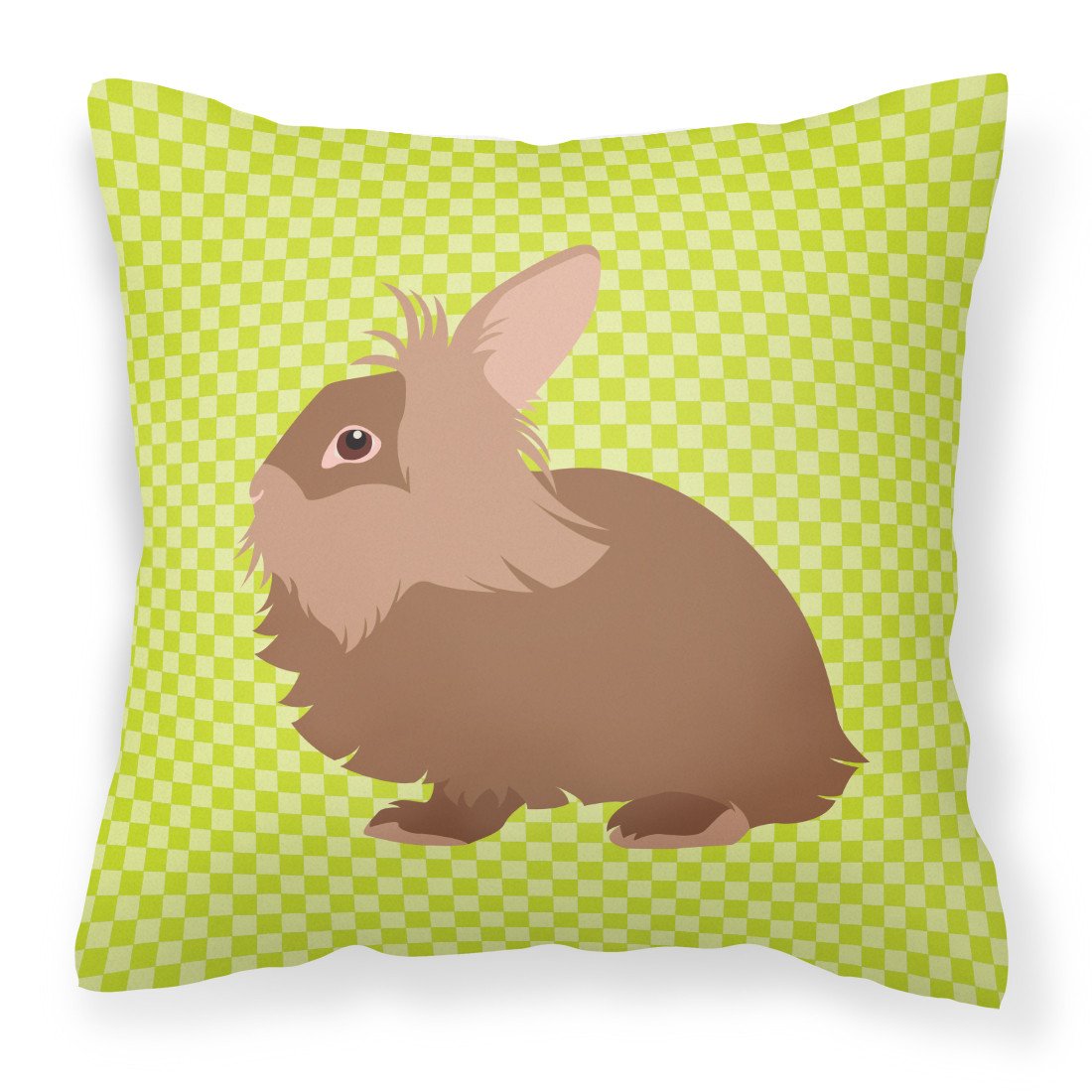 Lionhead Rabbit Green Decorative Throw Pillow 18x18 Indoor Outdoor Accent Cushion, Fabric Cover with Insert for Sofa, Bed, Porch & Living Room