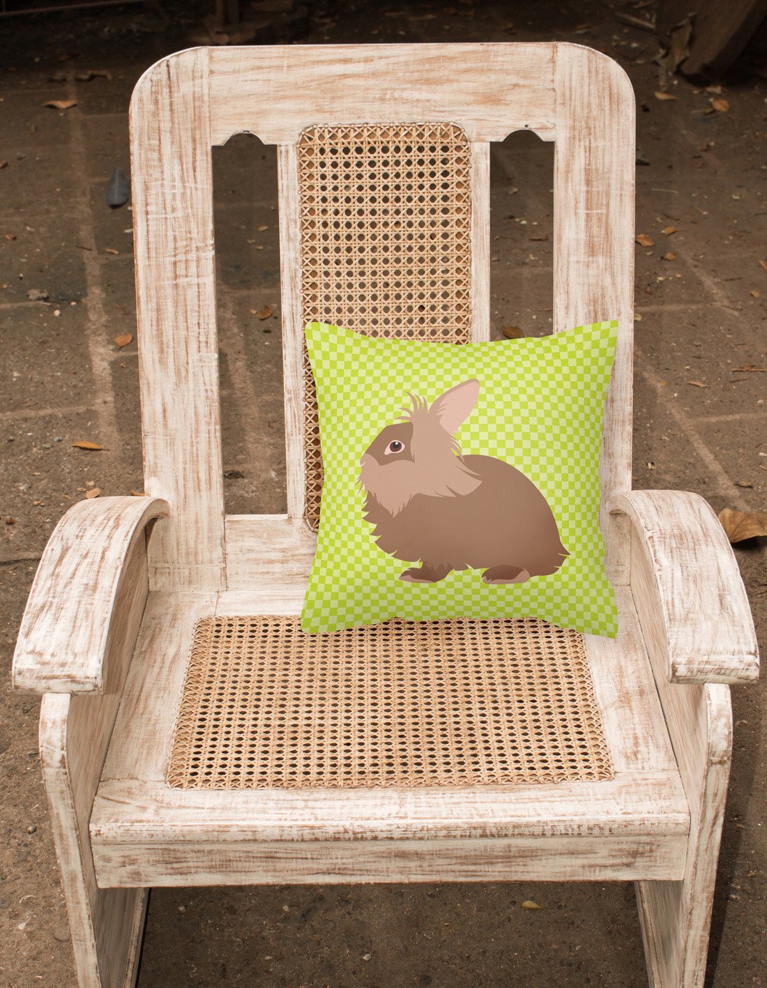 Lionhead Rabbit Green Decorative Throw Pillow 18x18 Indoor Outdoor Accent Cushion, Fabric Cover with Insert for Sofa, Bed, Porch & Living Room