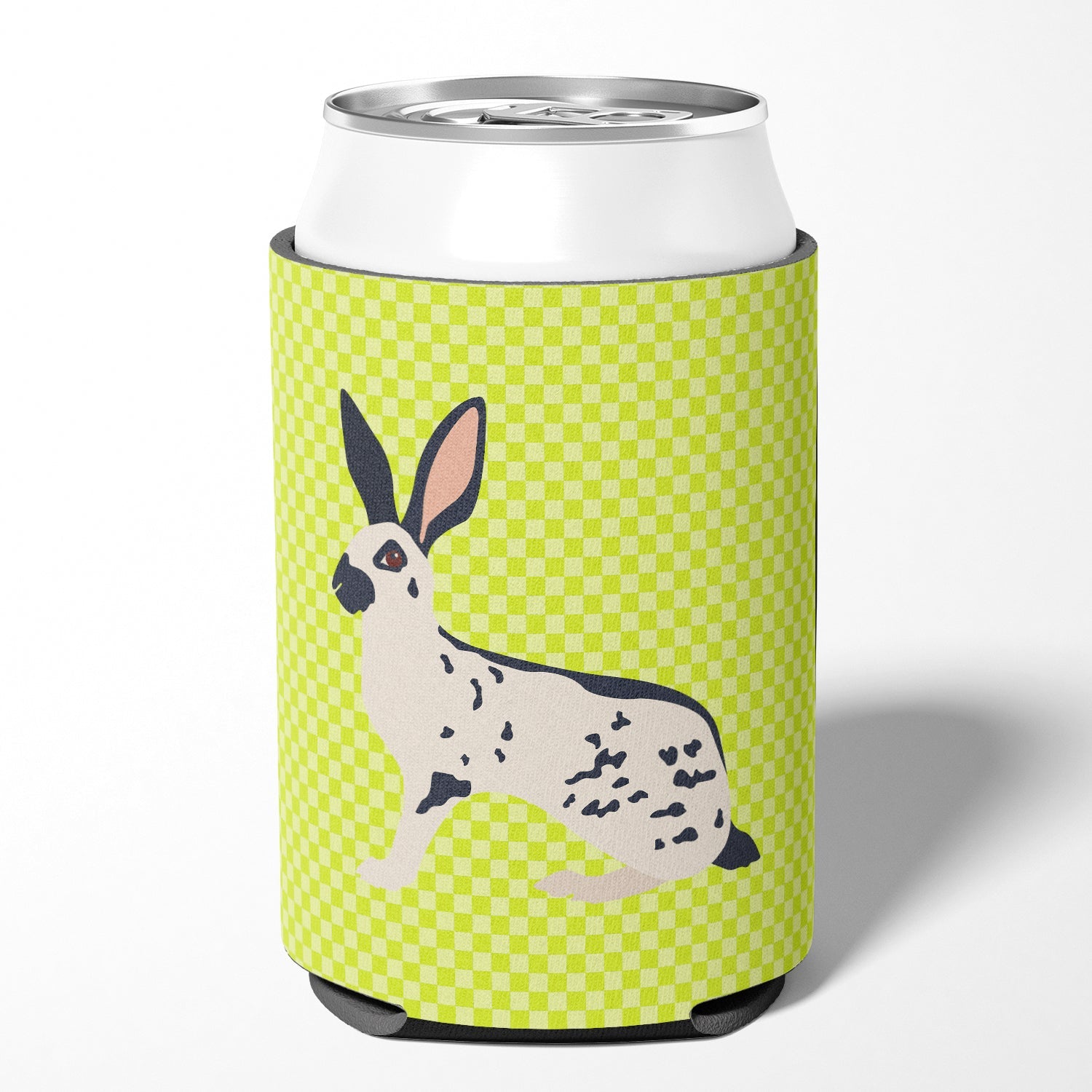 English Spot Rabbit Green Can or Bottle Hugger Cooler Sleeve for Standard 12 oz Cans, Insulated Foam Beer & Soda Can Hugger Reusable