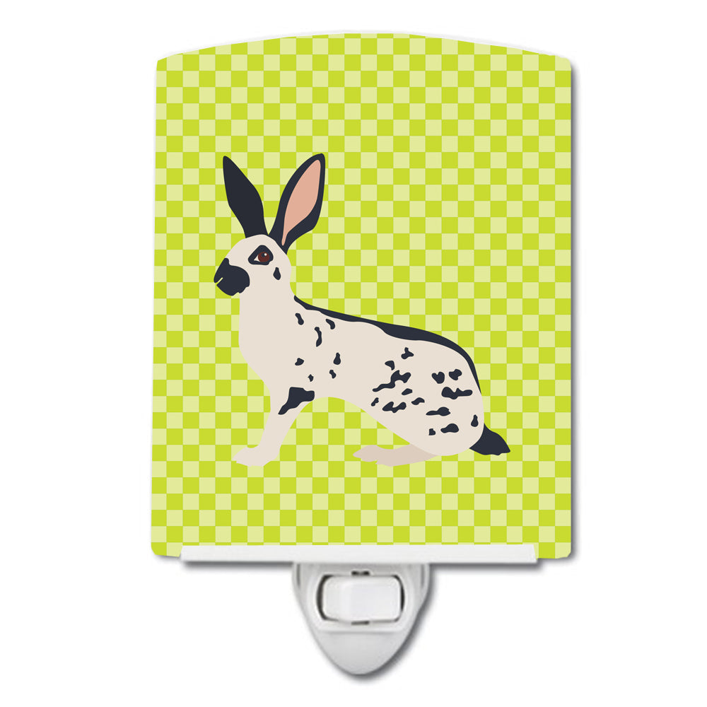 English Spot Rabbit Green Ceramic Night Light Compact, UL-Certified, Ideal for Bedroom, Bathroom, Nursery, Hallway, Kitchen, 6x4x3, Multicolor
