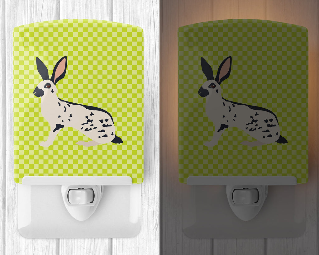 English Spot Rabbit Green Ceramic Night Light Compact, UL-Certified, Ideal for Bedroom, Bathroom, Nursery, Hallway, Kitchen, 6x4x3, Multicolor