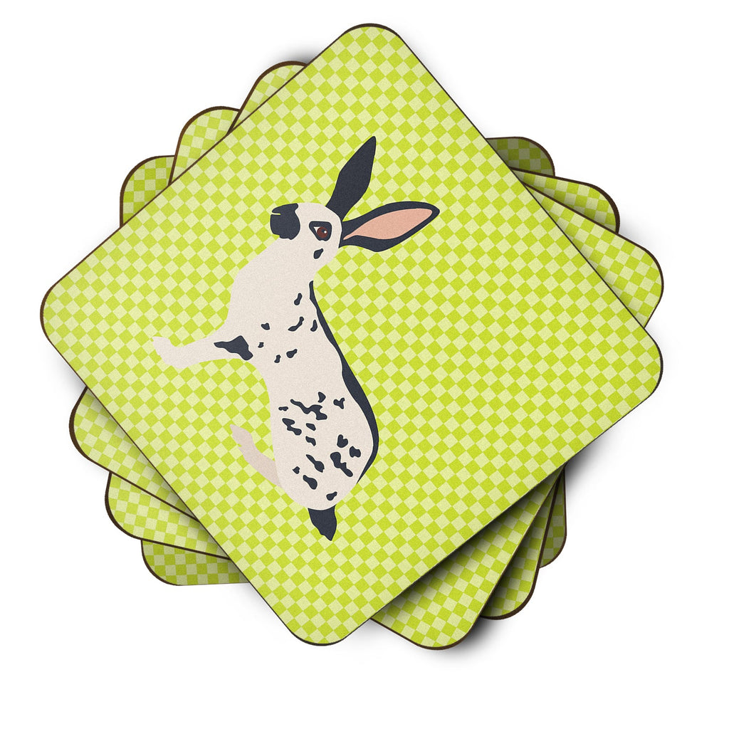 English Spot Rabbit Green Foam Coasters Set of 4 Cup Coasters for Indoor Outdoor, Tabletop Protection, Anti Slip, Mouse pad Material