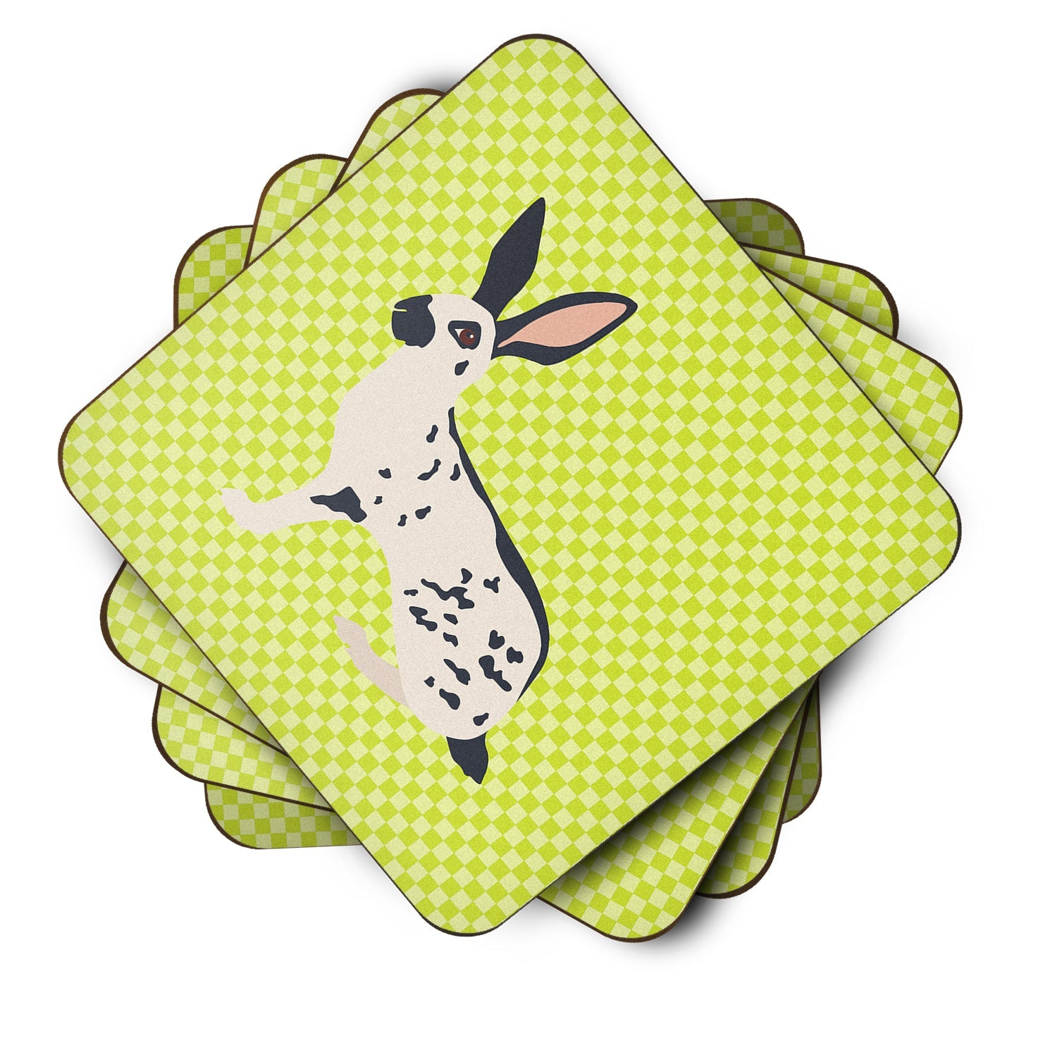 English Spot Rabbit Green Foam Coasters Set of 4 Cup Coasters for Indoor Outdoor, Tabletop Protection, Anti Slip, Mouse pad Material