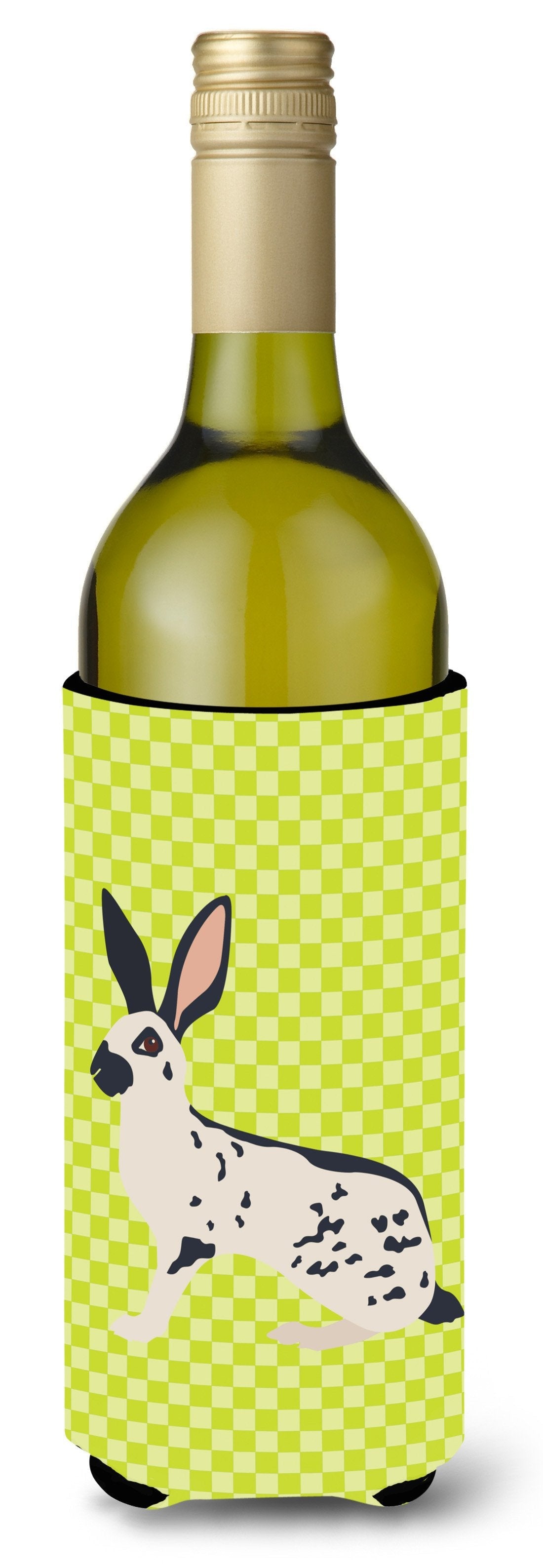 English Spot Rabbit Green Wine Bottle Hugger Gift Sleeve for Standard 750 ml Bottles, Insulated Reusable Also Fits Mini Shot & Pint Bottles