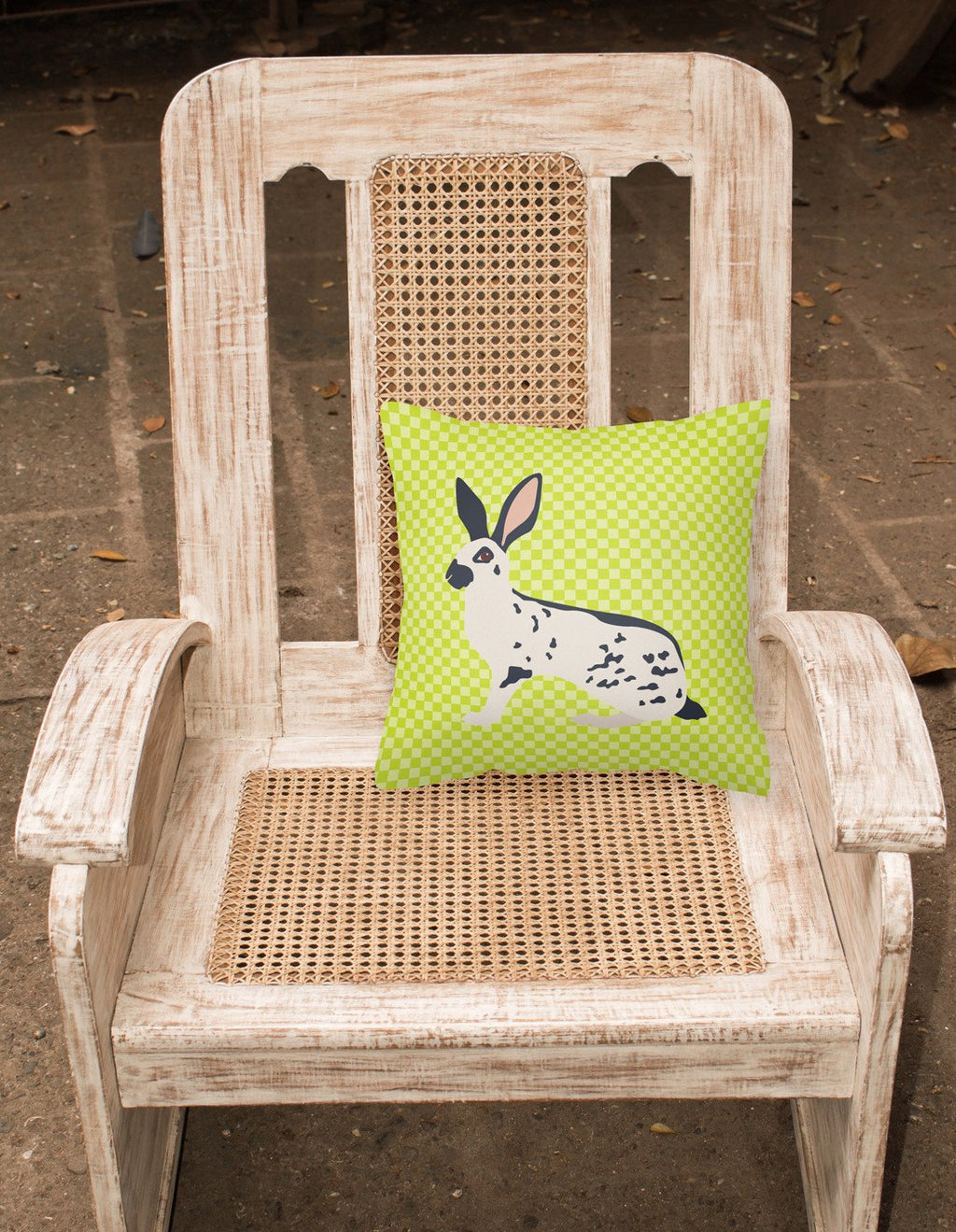 English Spot Rabbit Green Decorative Throw Pillow 18x18 Indoor Outdoor Accent Cushion, Fabric Cover with Insert for Sofa, Bed, Porch & Living Room