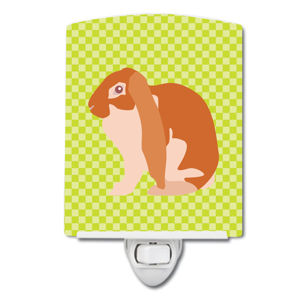 English Lop Rabbit Green Ceramic Night Light Compact, UL-Certified, Ideal for Bedroom, Bathroom, Nursery, Hallway, Kitchen, 6x4x3, Multicolor