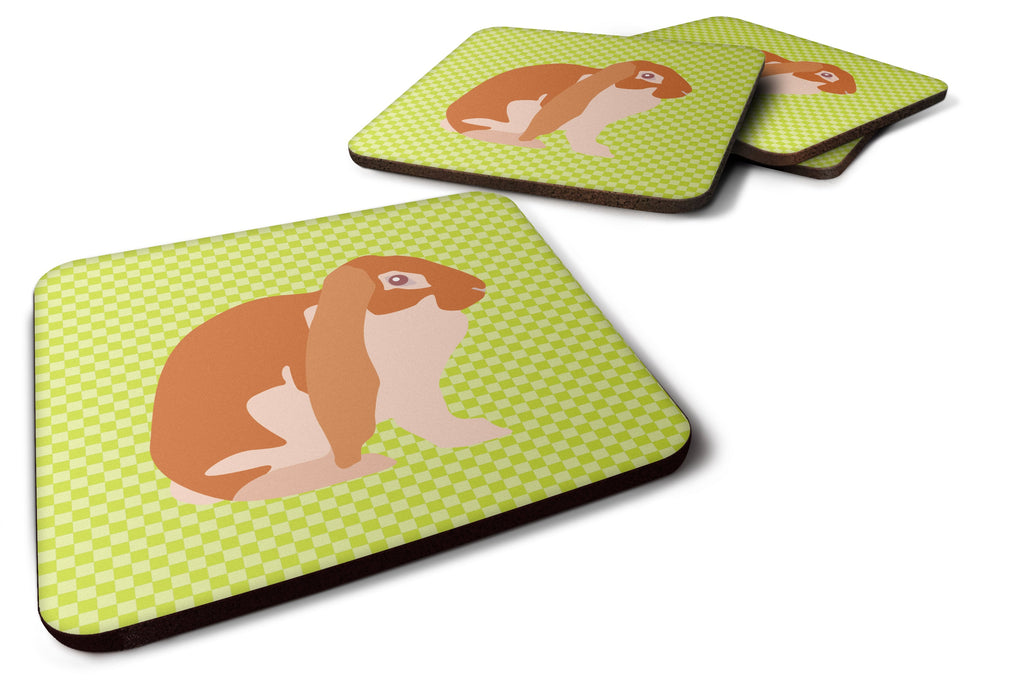 English Lop Rabbit Green Foam Coasters Set of 4 Cup Coasters for Indoor Outdoor, Tabletop Protection, Anti Slip, Mouse pad Material