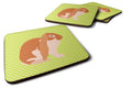 English Lop Rabbit Green Foam Coasters Set of 4 Cup Coasters for Indoor Outdoor, Tabletop Protection, Anti Slip, Mouse pad Material