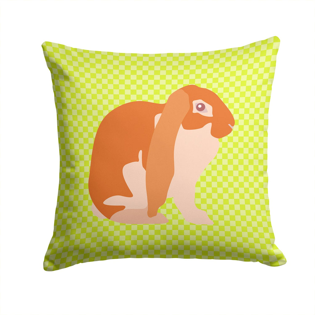 English Lop Rabbit Green Decorative Throw Pillow 14x14 Indoor Outdoor Accent Cushion, Fabric Cover with Insert for Sofa, Bed, Porch & Living Room