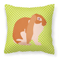English Lop Rabbit Green Decorative Throw Pillow 18x18 Indoor Outdoor Accent Cushion, Fabric Cover with Insert for Sofa, Bed, Porch & Living Room