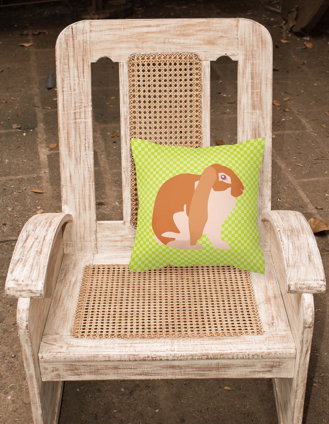English Lop Rabbit Green Decorative Throw Pillow 18x18 Indoor Outdoor Accent Cushion, Fabric Cover with Insert for Sofa, Bed, Porch & Living Room
