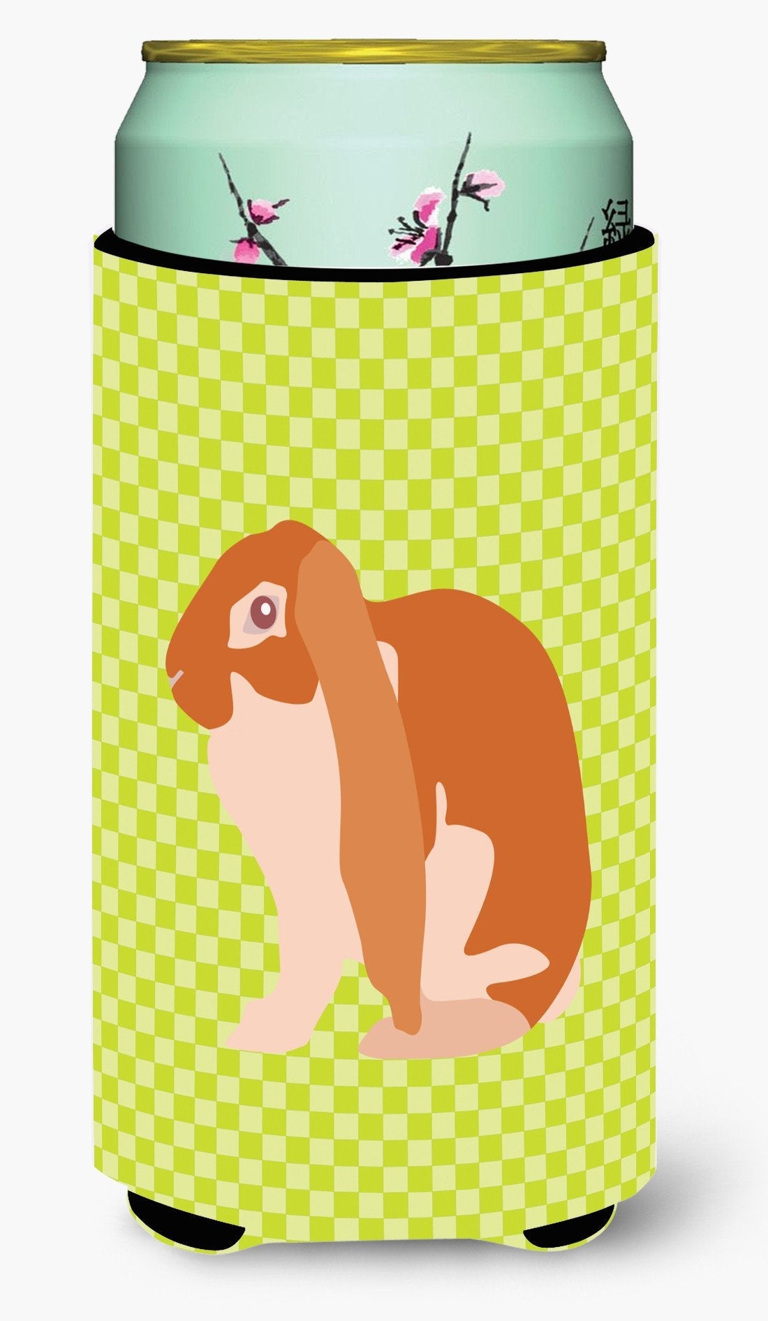 English Lop Rabbit Green Tall Boy Hugger Can Cooler Sleeve Machine Washable Drink Collapsible Insulator Beverage Insulated Holder