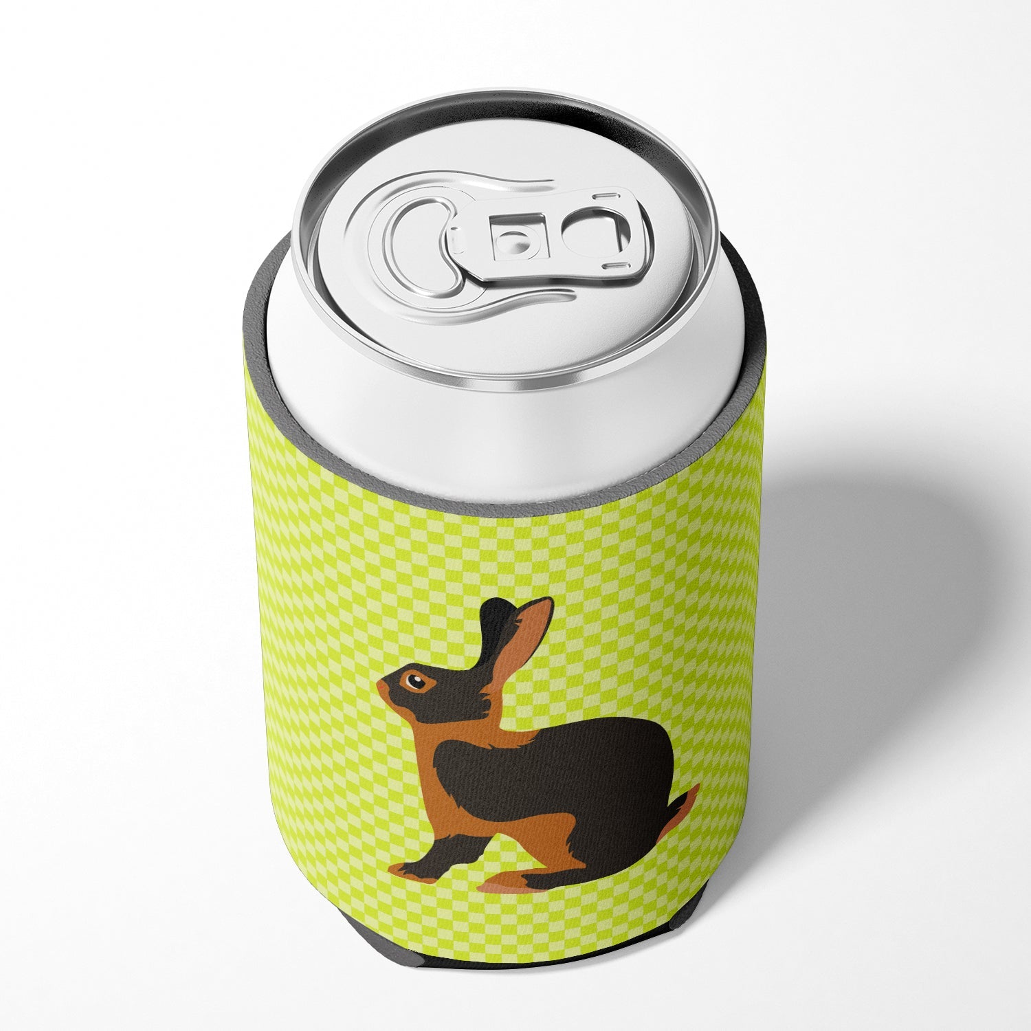 Tan Rabbit Green Can or Bottle Hugger Cooler Sleeve for Standard 12 oz Cans, Insulated Foam Beer & Soda Can Hugger Reusable