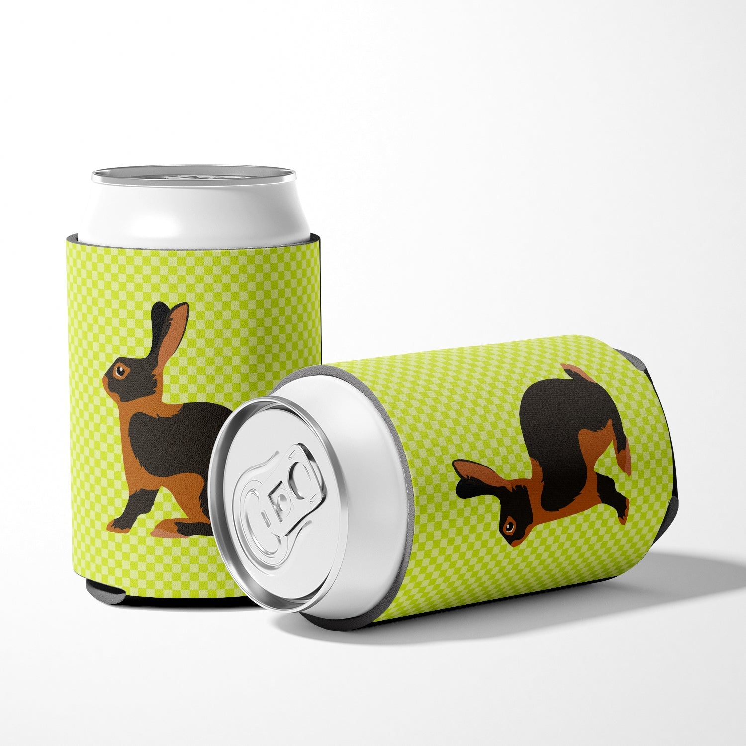 Tan Rabbit Green Can or Bottle Hugger Cooler Sleeve for Standard 12 oz Cans, Insulated Foam Beer & Soda Can Hugger Reusable