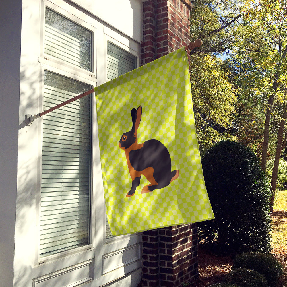 Tan Rabbit Green House Flag 28x40 Porch Sleeve Pole Decorative Outside Yard Banner Artwork Wall Hanging, Polyester