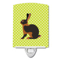 Tan Rabbit Green Ceramic Night Light Compact, UL-Certified, Ideal for Bedroom, Bathroom, Nursery, Hallway, Kitchen, 6x4x3, Multicolor