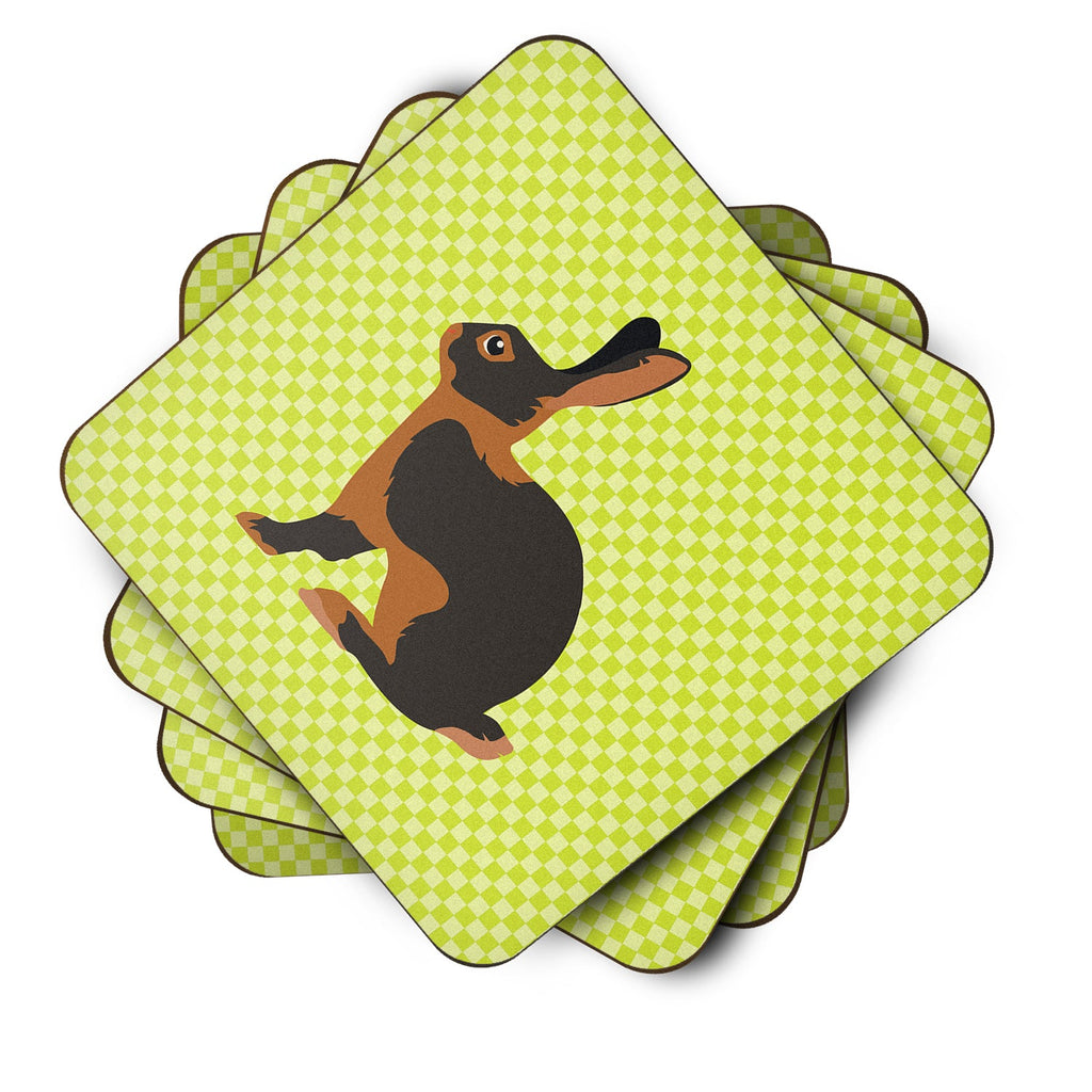 Tan Rabbit Green Foam Coasters Set of 4 Cup Coasters for Indoor Outdoor, Tabletop Protection, Anti Slip, Mouse pad Material