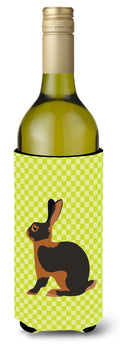 Tan Rabbit Green Wine Bottle Hugger Gift Sleeve for Standard 750 ml Bottles, Insulated Reusable Also Fits Mini Shot & Pint Bottles