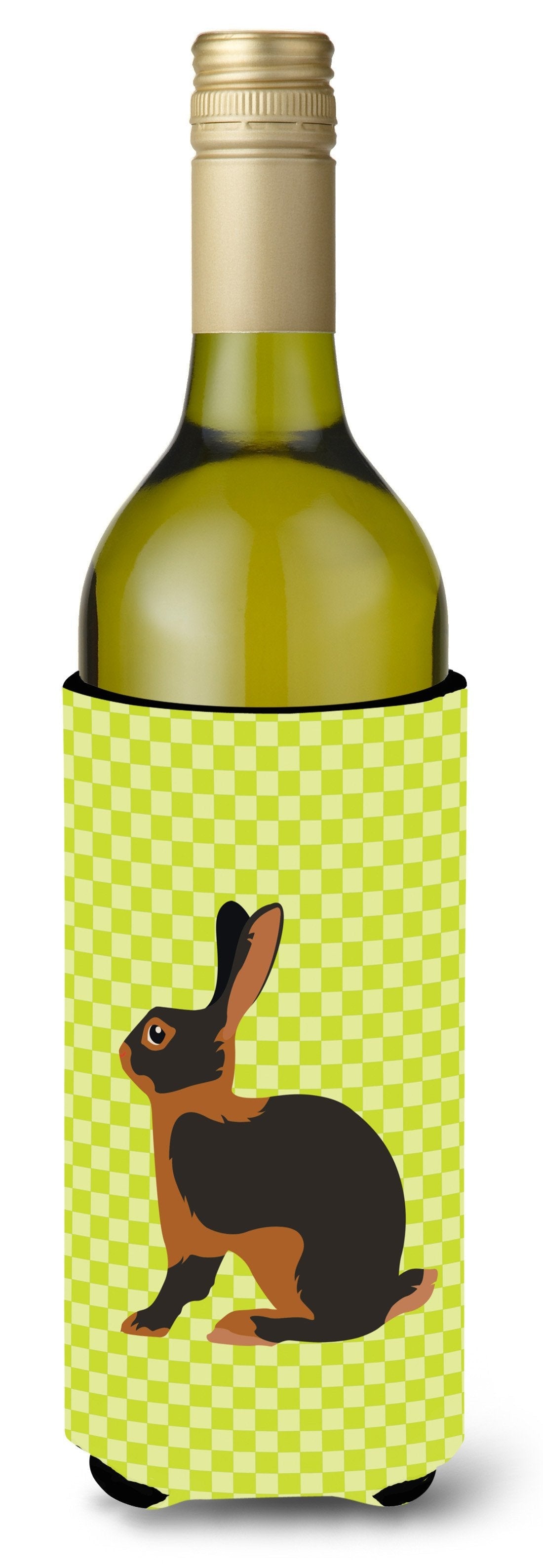 Tan Rabbit Green Wine Bottle Hugger Gift Sleeve for Standard 750 ml Bottles, Insulated Reusable Also Fits Mini Shot & Pint Bottles