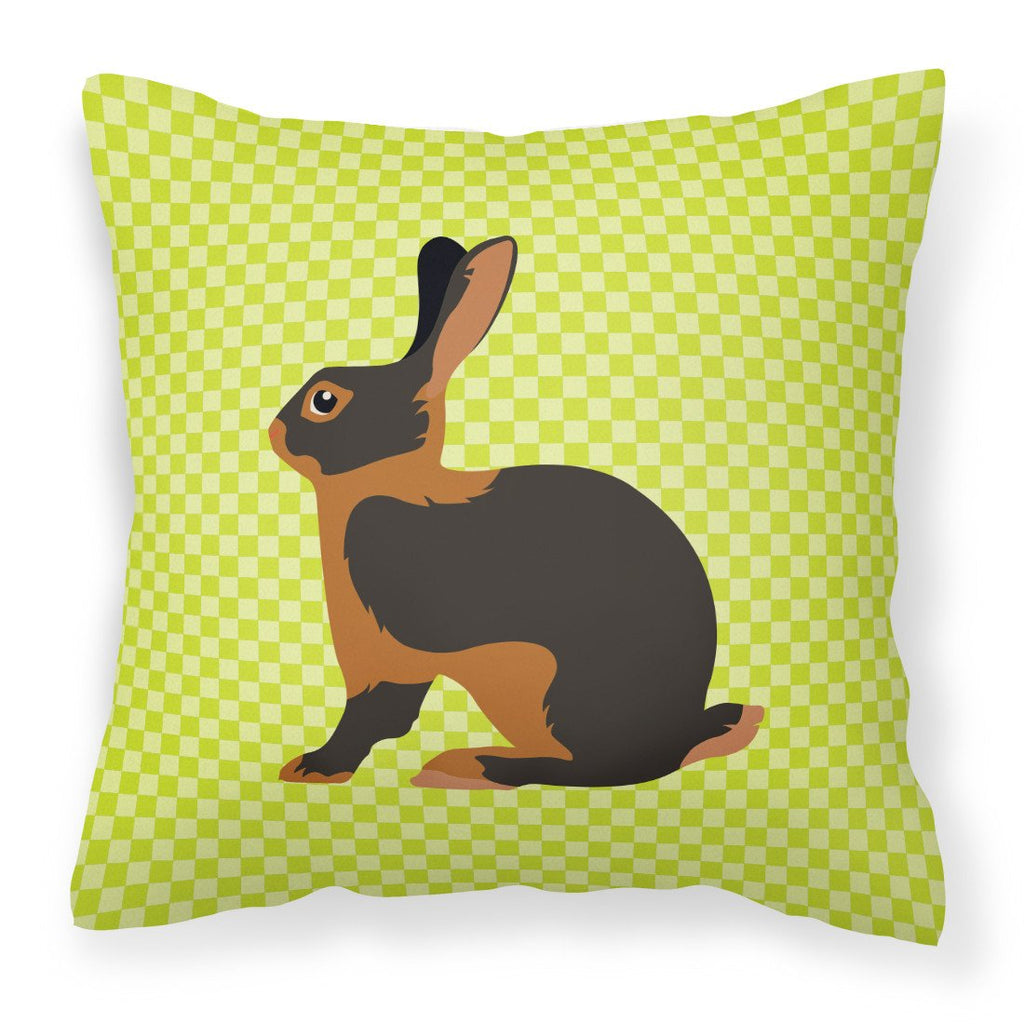 Tan Rabbit Green Decorative Throw Pillow 18x18 Indoor Outdoor Accent Cushion, Fabric Cover with Insert for Sofa, Bed, Porch & Living Room