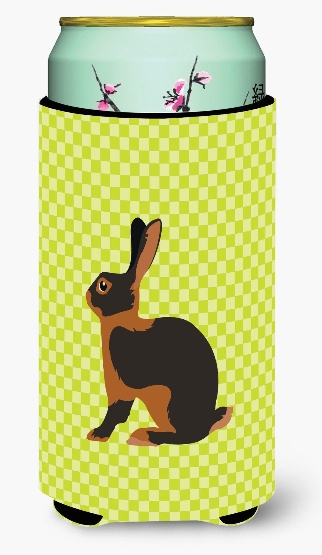 Tan Rabbit Green Tall Boy Hugger Can Cooler Sleeve Machine Washable Drink Collapsible Insulator Beverage Insulated Holder