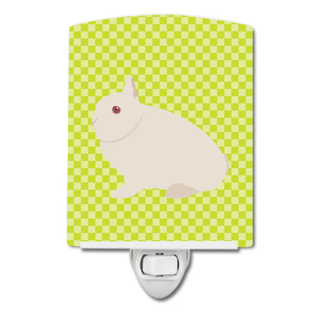Hermelin Rabbit Green Ceramic Night Light Compact, UL-Certified, Ideal for Bedroom, Bathroom, Nursery, Hallway, Kitchen, 6x4x3, Multicolor