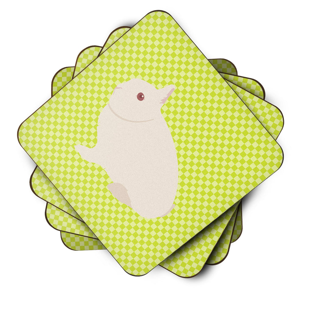 Hermelin Rabbit Green Foam Coasters Set of 4 Cup Coasters for Indoor Outdoor, Tabletop Protection, Anti Slip, Mouse pad Material