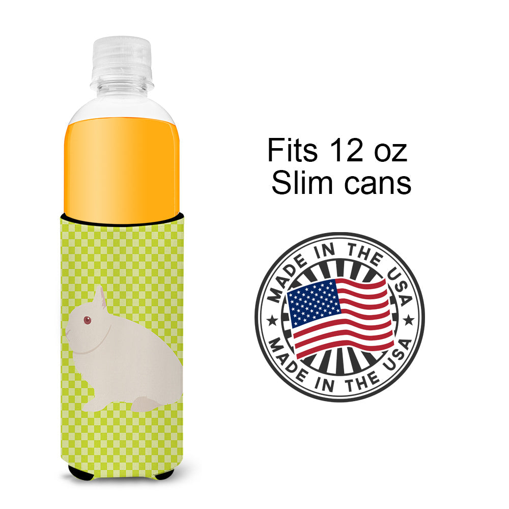 Hermelin Rabbit Green Slim Can Hugger , Insulated Foam Hugger for 12 oz Slim Cans, Beer Bottles & Water Bottles, Printed in USA