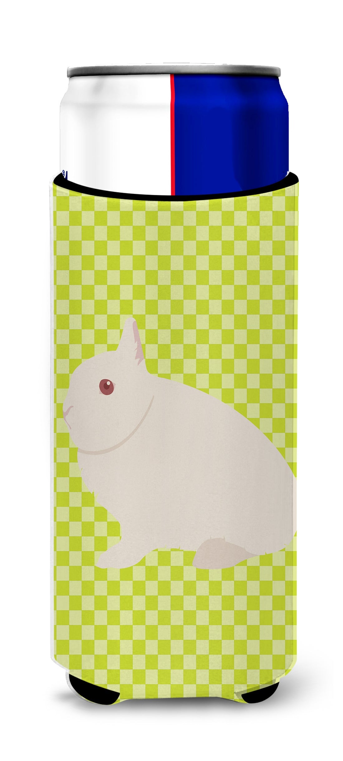 Hermelin Rabbit Green Slim Can Hugger , Insulated Foam Hugger for 12 oz Slim Cans, Beer Bottles & Water Bottles, Printed in USA