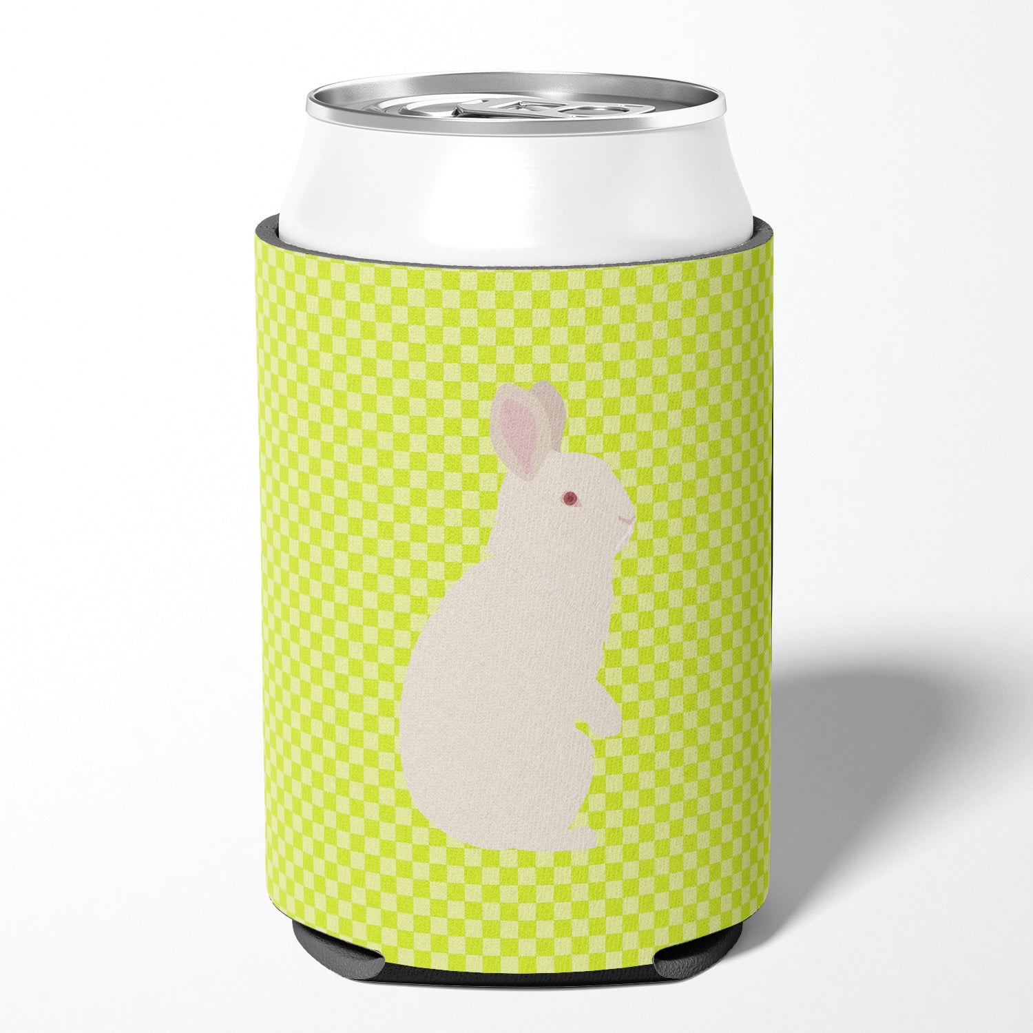 New Zealand White Rabbit Green Can or Bottle Hugger Cooler Sleeve for Standard 12 oz Cans, Insulated Foam Beer & Soda Can Hugger Reusable
