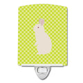 New Zealand White Rabbit Green Ceramic Night Light Compact, UL-Certified, Ideal for Bedroom, Bathroom, Nursery, Hallway, Kitchen, 6x4x3, Multicolor