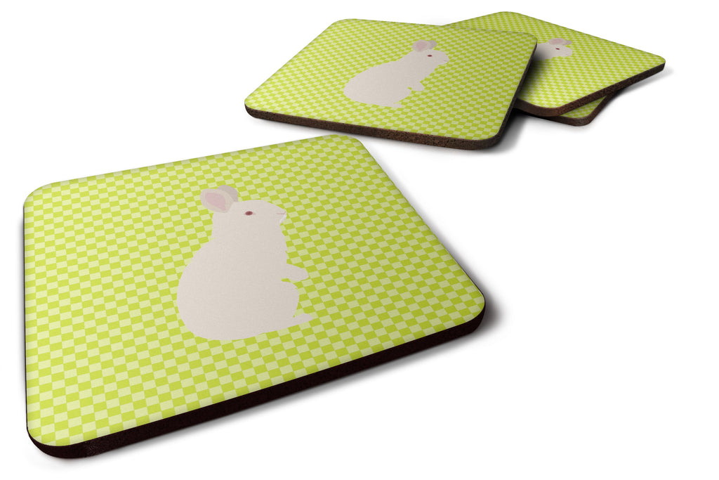 New Zealand White Rabbit Green Foam Coasters Set of 4 Cup Coasters for Indoor Outdoor, Tabletop Protection, Anti Slip, Mouse pad Material