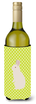 New Zealand White Rabbit Green Wine Bottle Hugger Gift Sleeve for Standard 750 ml Bottles, Insulated Reusable Also Fits Mini Shot & Pint Bottles