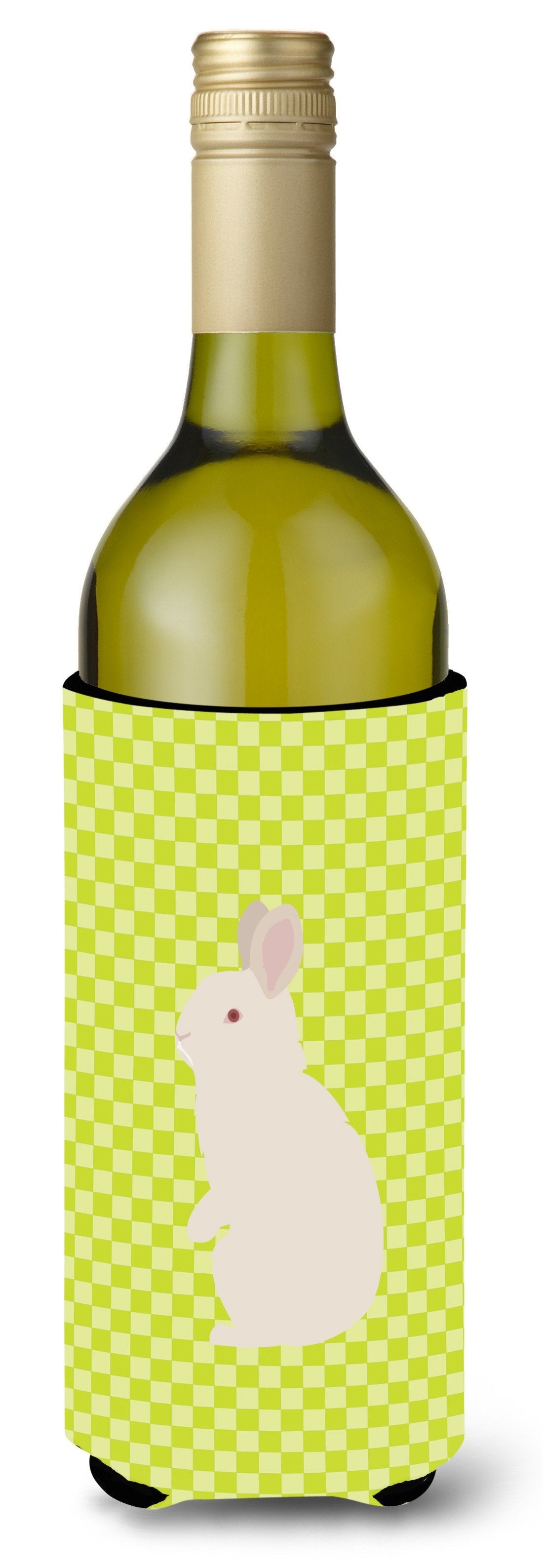 New Zealand White Rabbit Green Wine Bottle Hugger Gift Sleeve for Standard 750 ml Bottles, Insulated Reusable Also Fits Mini Shot & Pint Bottles