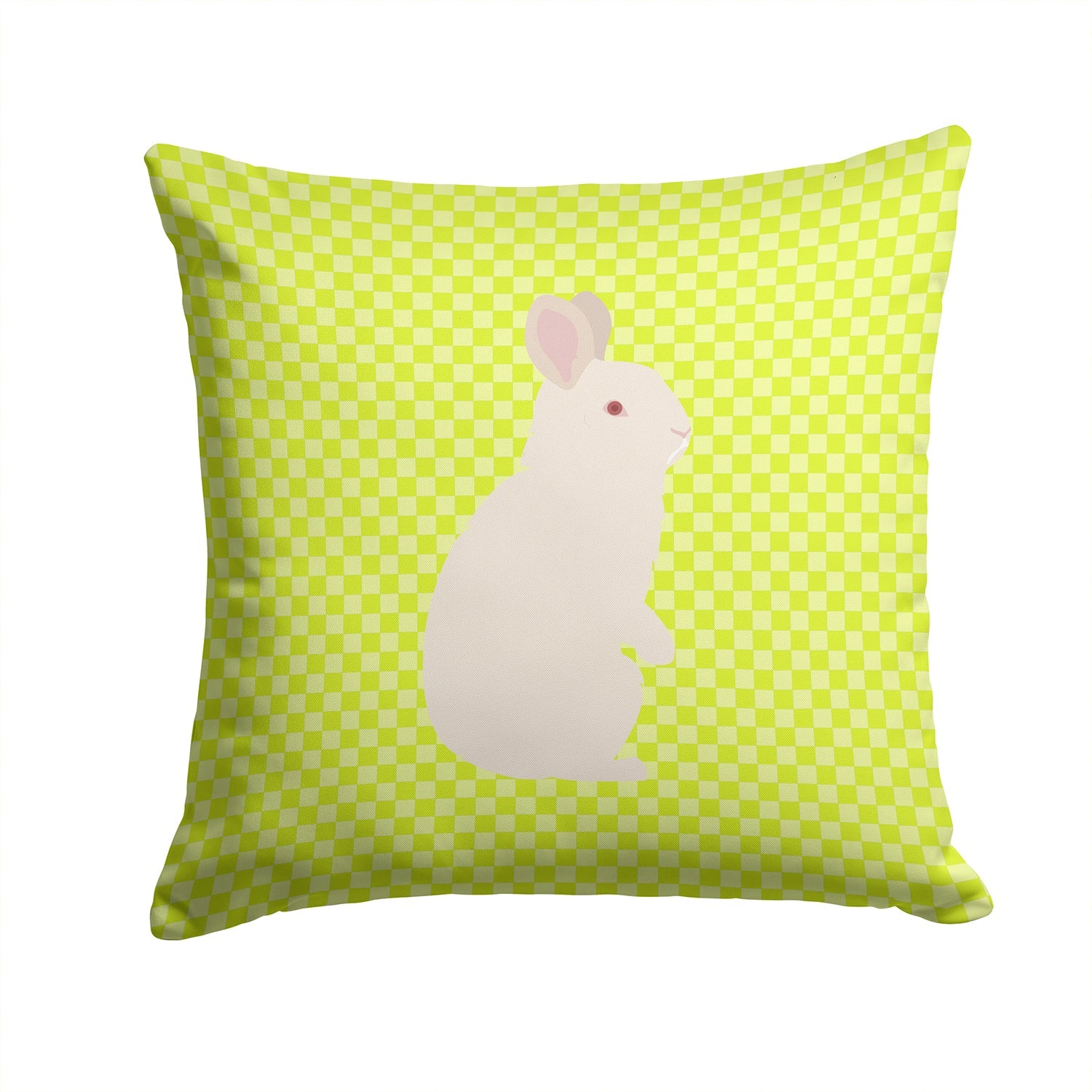 New Zealand White Rabbit Green Decorative Throw Pillow 14x14 Indoor Outdoor Accent Cushion, Fabric Cover with Insert for Sofa, Bed, Porch & Living Room