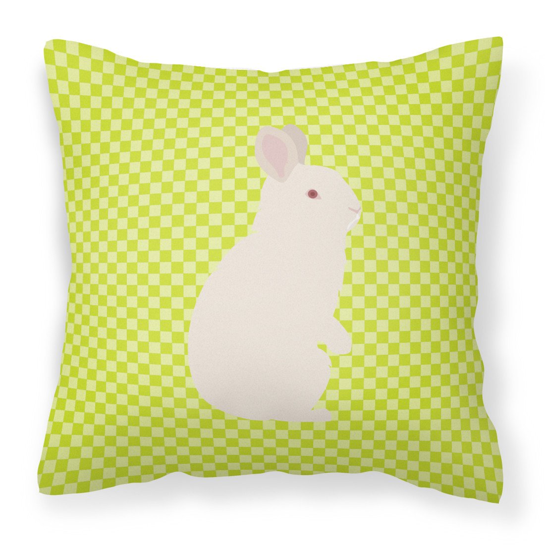 New Zealand White Rabbit Green Decorative Throw Pillow 18x18 Indoor Outdoor Accent Cushion, Fabric Cover with Insert for Sofa, Bed, Porch & Living Room