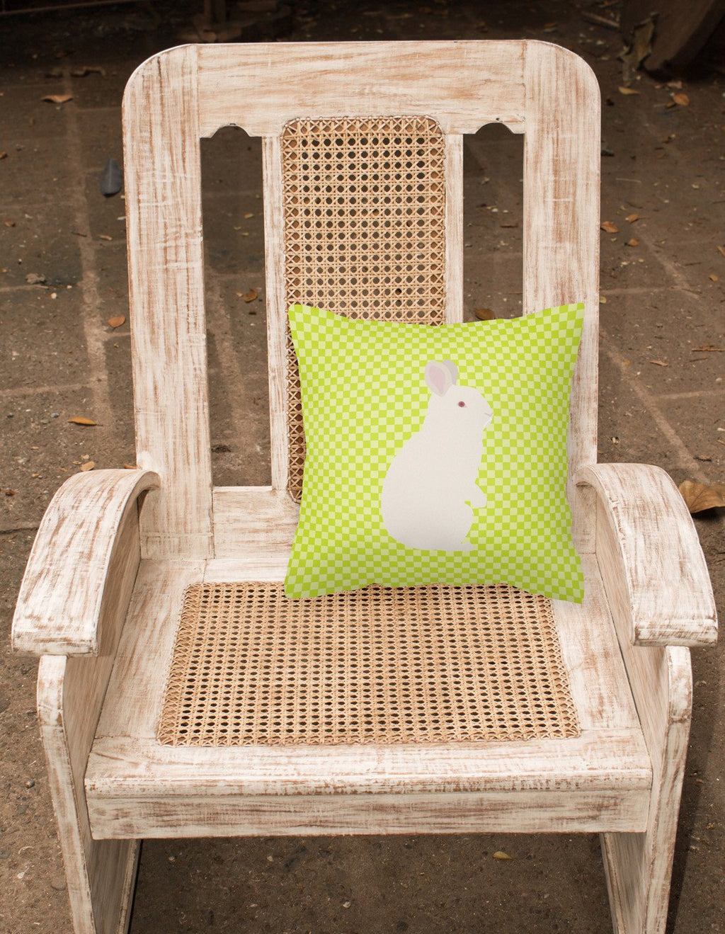 New Zealand White Rabbit Green Decorative Throw Pillow 18x18 Indoor Outdoor Accent Cushion, Fabric Cover with Insert for Sofa, Bed, Porch & Living Room