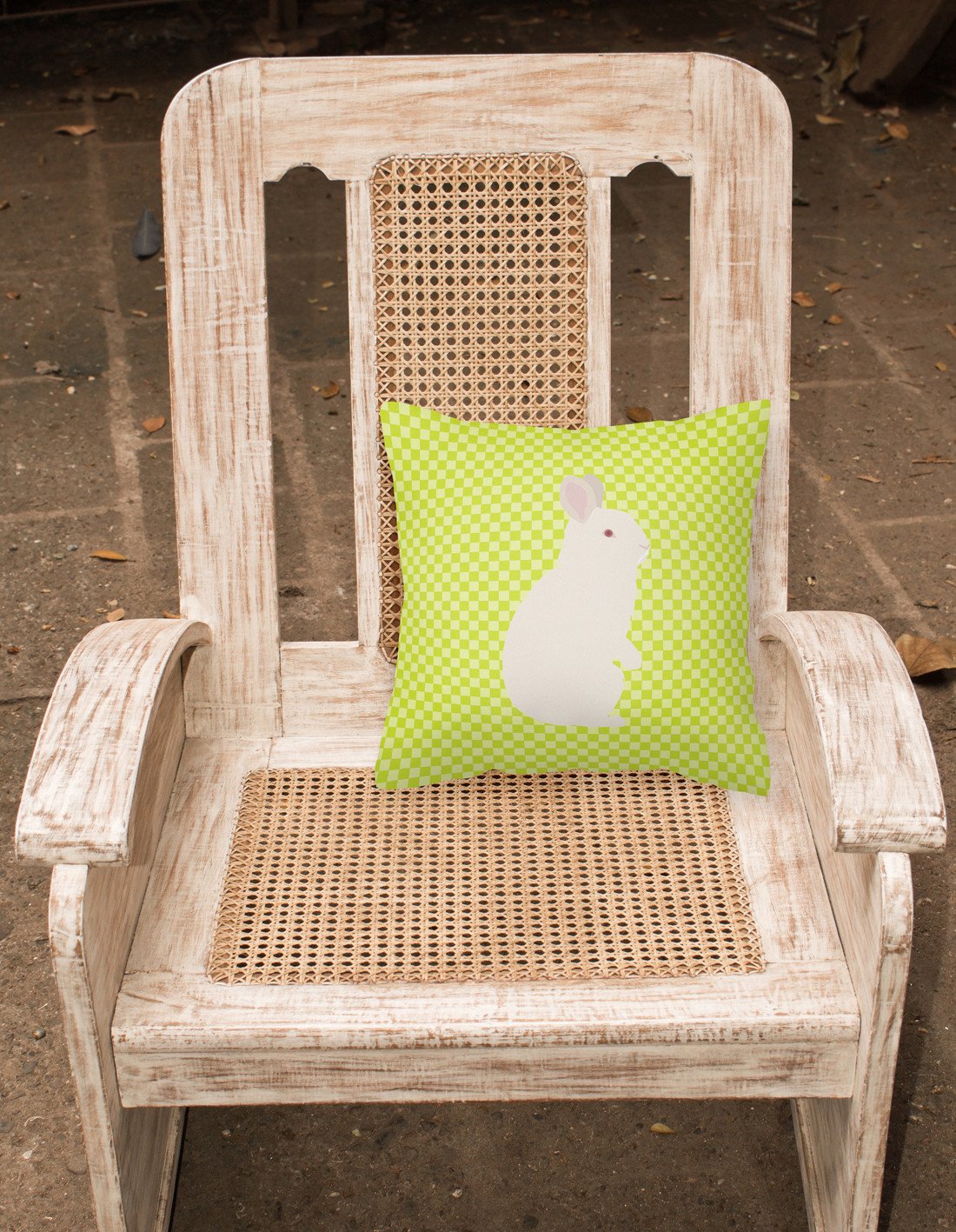 New Zealand White Rabbit Green Decorative Throw Pillow 18x18 Indoor Outdoor Accent Cushion, Fabric Cover with Insert for Sofa, Bed, Porch & Living Room