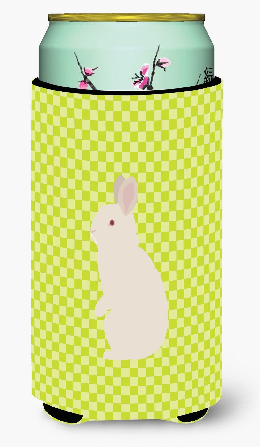 New Zealand White Rabbit Green Tall Boy Hugger Can Cooler Sleeve Machine Washable Drink Collapsible Insulator Beverage Insulated Holder