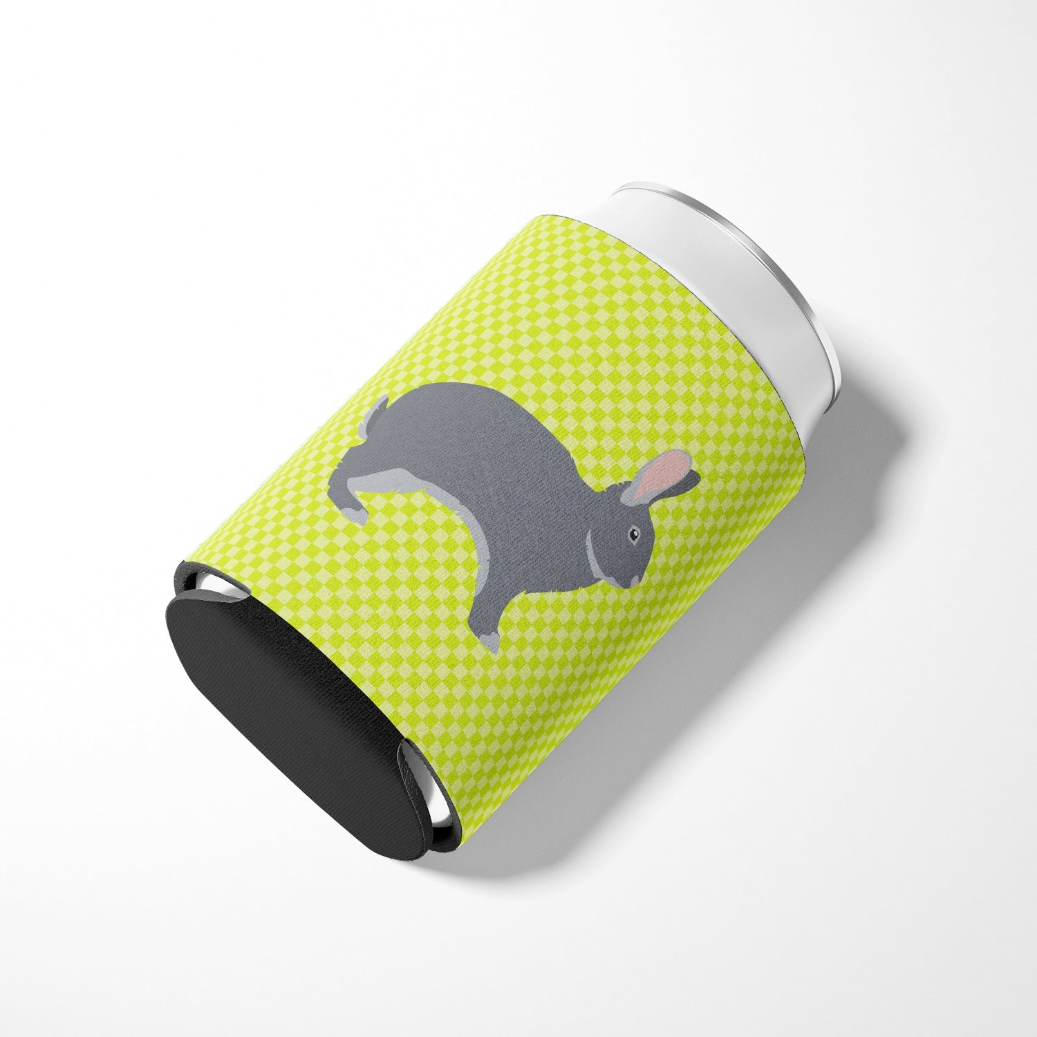 Giant Chinchilla Rabbit Green Can or Bottle Hugger Cooler Sleeve for Standard 12 oz Cans, Insulated Foam Beer & Soda Can Hugger Reusable